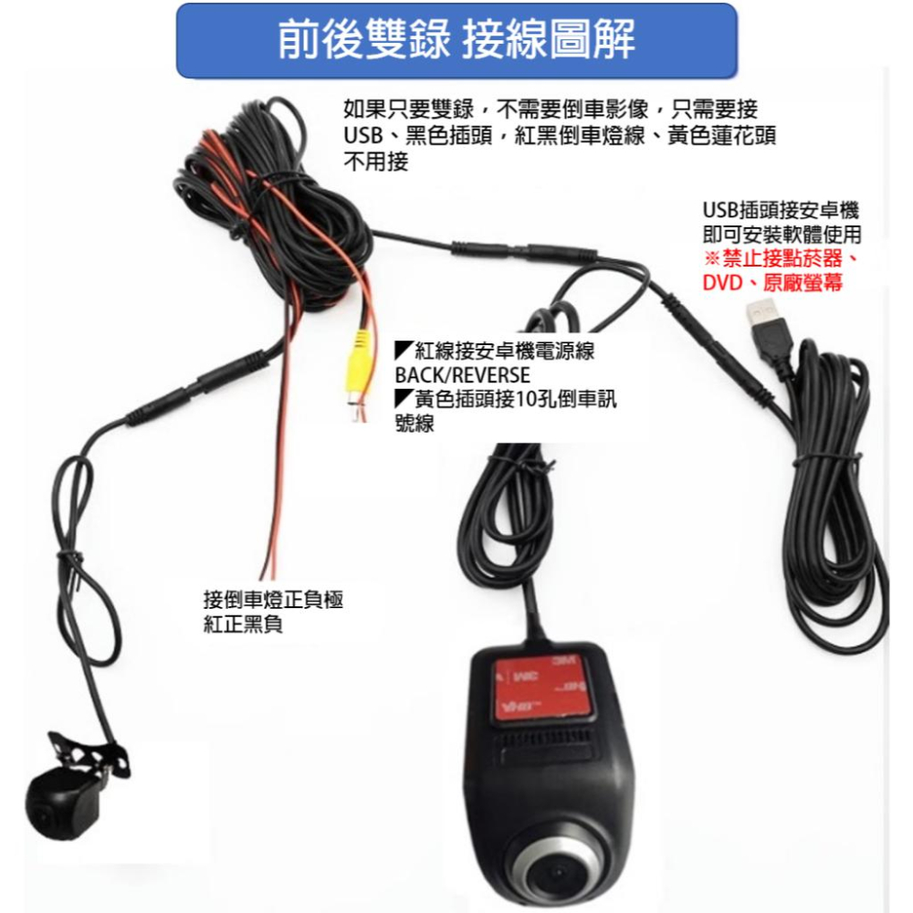 U2U3前後視  USB對插自帶APP 360度角可調 1080P高清畫質 安卓大屏專用 網內最便宜-細節圖4