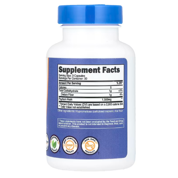 美國原裝 Nutricost Psyllium Husk 車前子殼 1,500毫克 500/90粒膠囊 委任代購-細節圖4