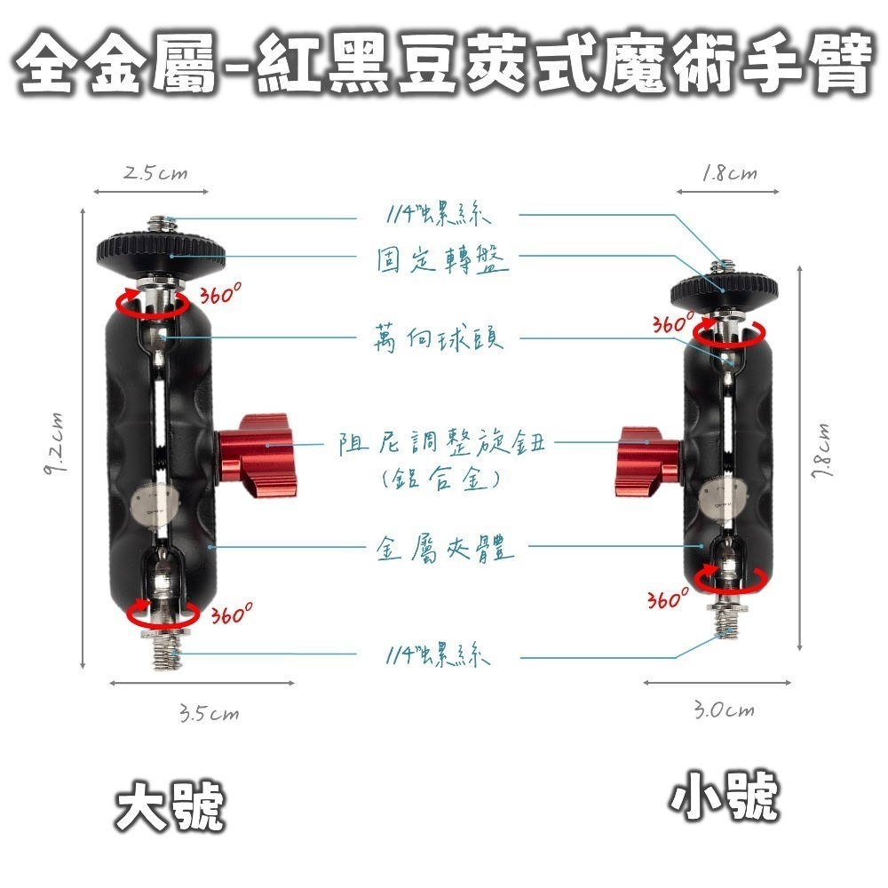 【蘿莉爸】豆莢式 魔術手臂 萬向怪手 萬向支架 監視器支架 萬向雲台 豌豆夾 vlog擴充支架-細節圖4