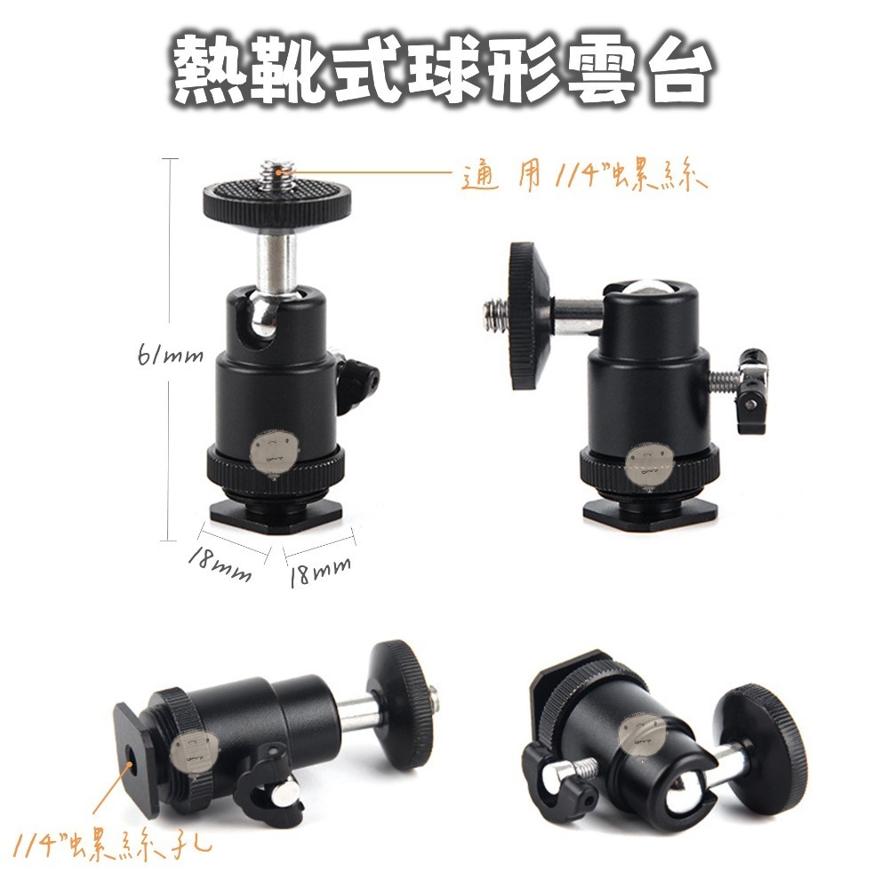 【蘿莉爸】1/4吋螺絲 金屬 萬向頭 球形雲台/球型雲台 平底雲台 熱靴雲台 支架雲台 迷你雲台-細節圖7