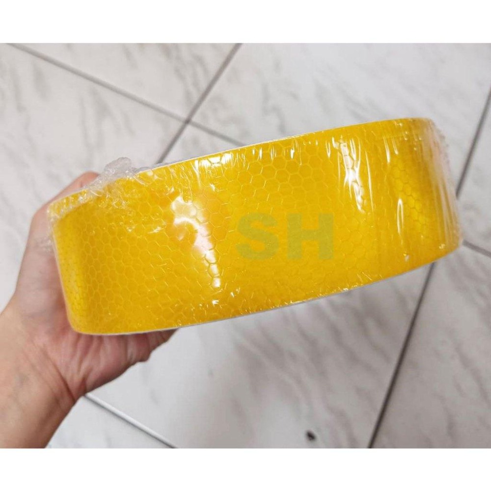 【反光貼紙】蜂巢狀貼紙/反光貼紙/夜間警示貼/黃色反光貼/反光膜/螢光膠帶-細節圖2