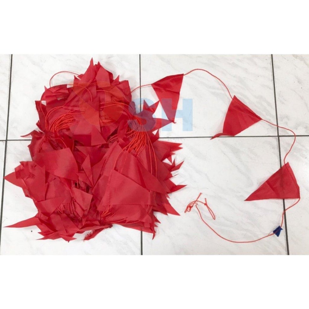 【PE繩三角警示旗(非一般棉繩)】150米500片三角布旗/施工用三角旗/警戒線/布旗/紅旗/三角紅布旗/聖誕節布置-細節圖2