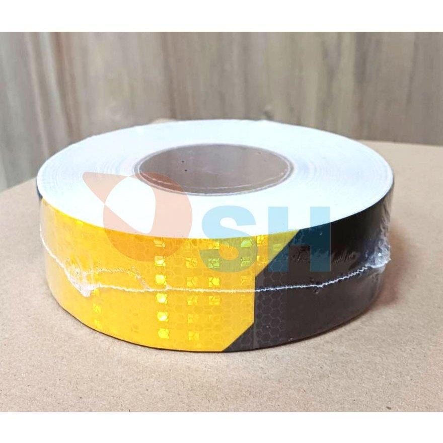 【黑黃反光貼紙】反光膜/斜紋反光條/警示膠帶/交通安全貼/防撞/夜間反光貼條/標示/汽車貼紙/高亮反光/晶彩格-細節圖2