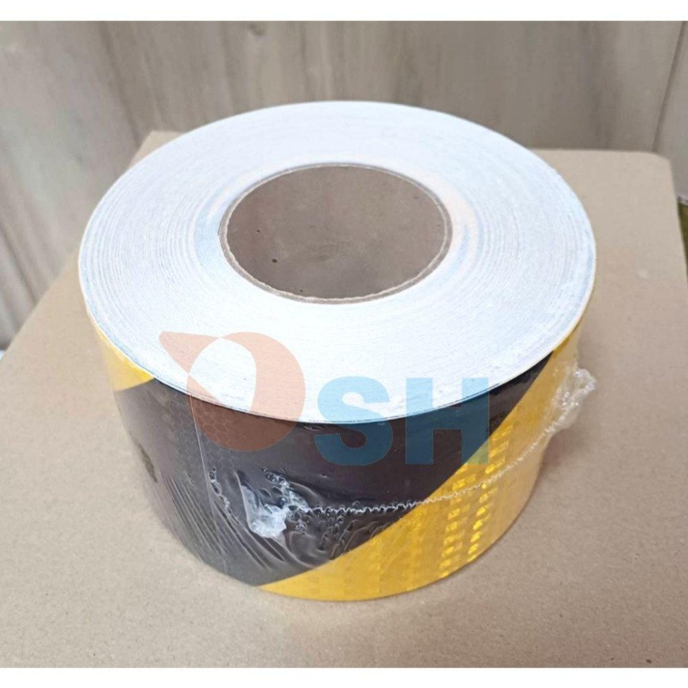 【黑黃反光貼紙】反光膜/斜紋反光條/警示膠帶/交通安全貼/防撞/夜間反光貼條/標示/汽車貼紙/高亮反光/晶彩格-細節圖3