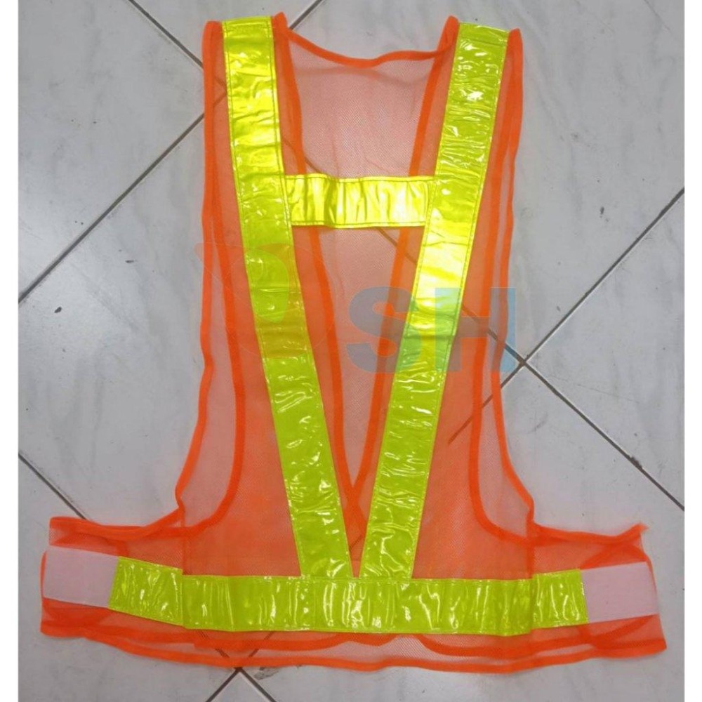 【日式V型背心-藍網白條】安全配備/工地用背心/日式背心/警用反光背心/義交反光背心-細節圖2