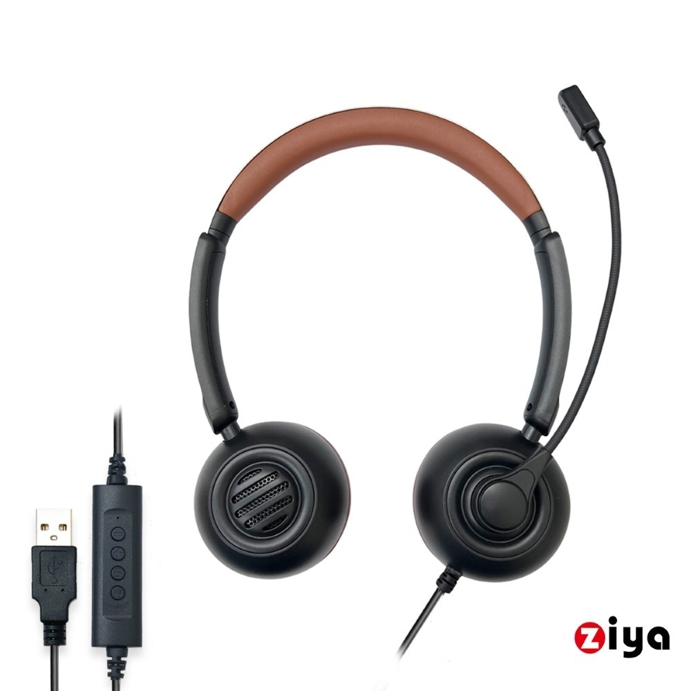 [ZIYA] 辦公商務專用 頭戴式耳機 附麥克風 雙耳 USB 插頭/介面 輕奢圓舞曲(2色可選)-細節圖3
