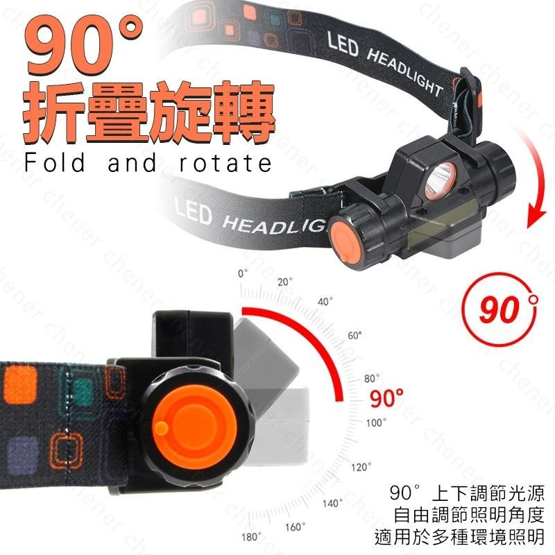 LED充電 頭燈 登山頭燈 釣魚頭燈 工作頭燈 led 頭戴式頭燈 手電筒 usb 露營燈 COB-細節圖5