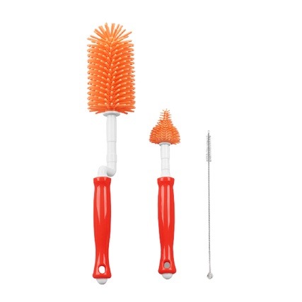 【童話工坊】史努比SNOOPY 矽膠奶瓶刷套組(三件組)-黃/紅-細節圖3