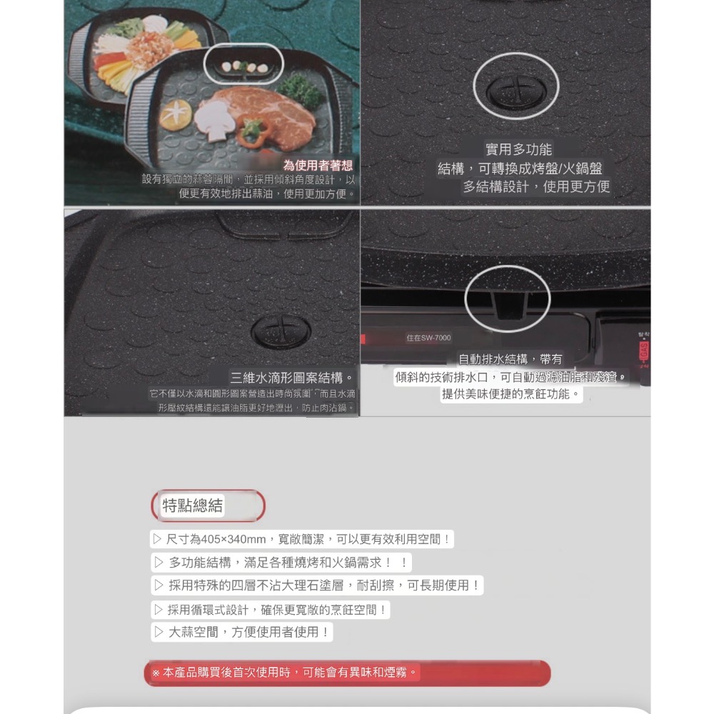 全新 Living On 韓式方形燒烤盤 SW-702P 韓國原裝 烤肉盤 韓式烤盤-細節圖4