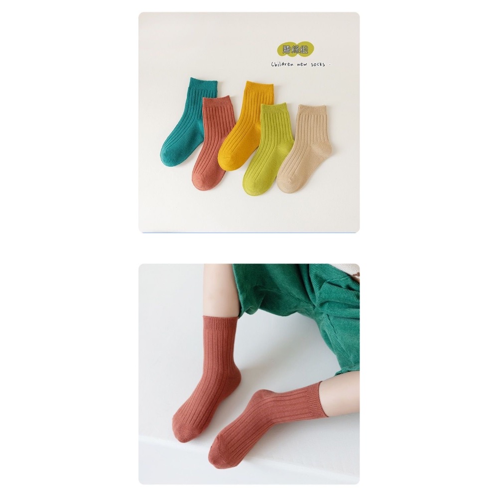 襪子系列🧦 長絨棉 男女寶 中長襪 。一組5雙。3組可選-細節圖7