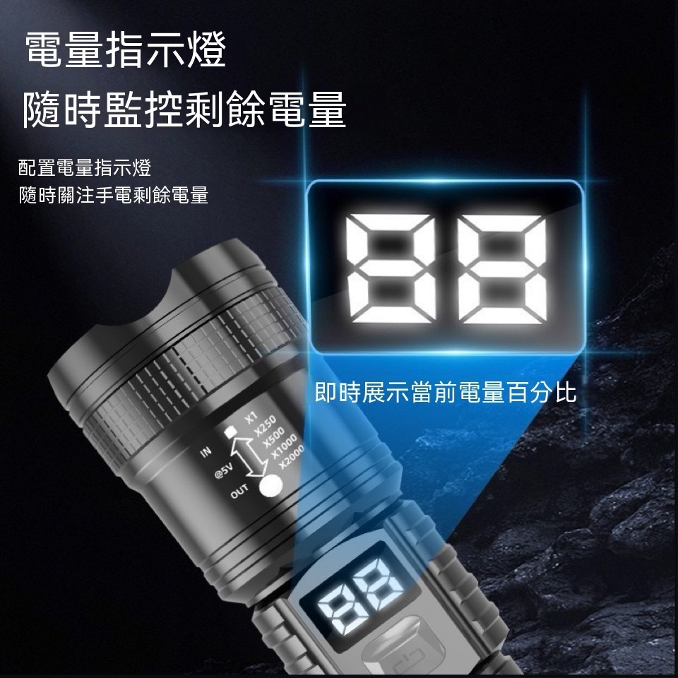 【大亨現貨】數顯充電手電筒-細節圖3
