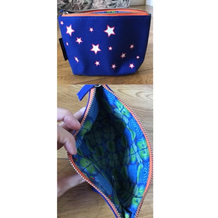 啦獺的藝術中心｜Kiehl’s  契爾氏 化妝包 星星款 手拿鏡 紅白 聖誕 萬用布包 手拿包 全新-細節圖2