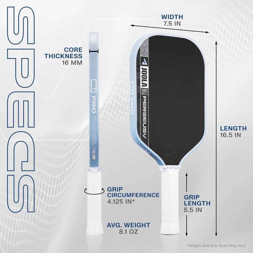 丘林體育Chilling | JOOLA 匹克球 | Perseus Pro V 16mm 匹克球拍 | 5代 微風藍-細節圖2