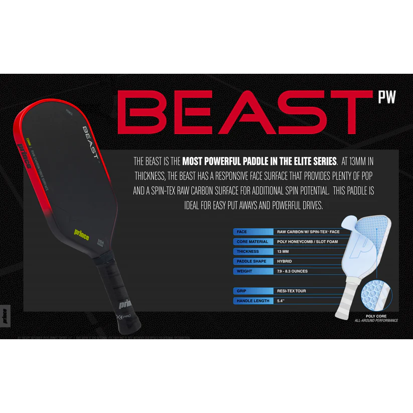 丘林體育Chilling | PRINCE 匹克球 | ELITE BEAST 13mm | 攻擊拍 迅捷出球 匹克球拍-細節圖8