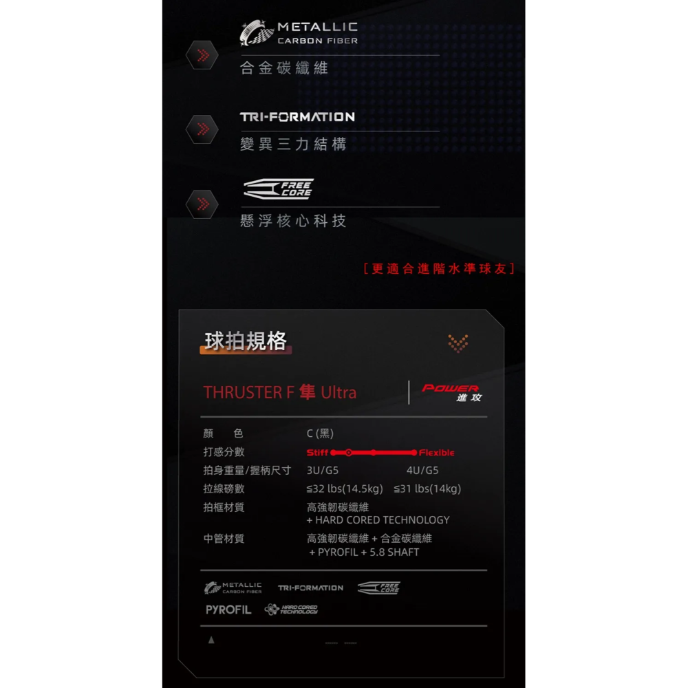 丘林體育Chilling | VICTOR 羽球拍 | TK-F 隼 Ultra | 5.8mm 超細合金碳纖維中管-細節圖8