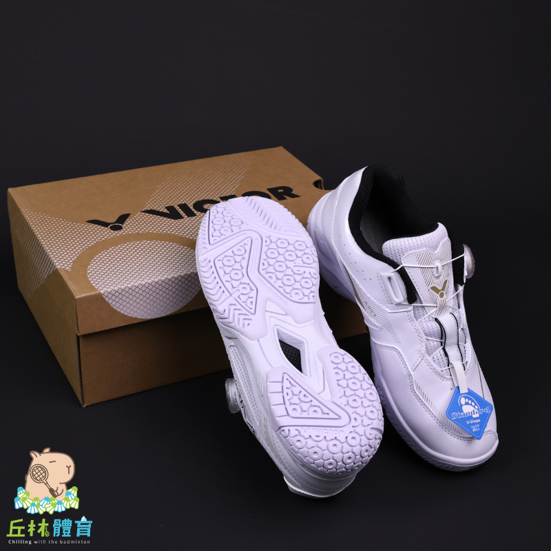 丘林體育Chilling | VICTOR 羽球鞋 | A397 A 白金配色 | 旋鈕 轉轉鞋 | 旋扣 免綁鞋帶-細節圖3