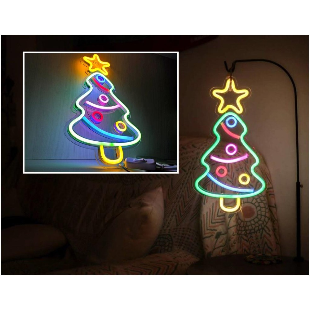 🎄七彩聖誕樹 聖誕樹掛燈🎄房間佈置 招牌霓虹燈 牆壁裝飾 桌遊房 遊戲間 電競房 店面佈置 招牌客製 霓虹燈條 壁燈-細節圖2