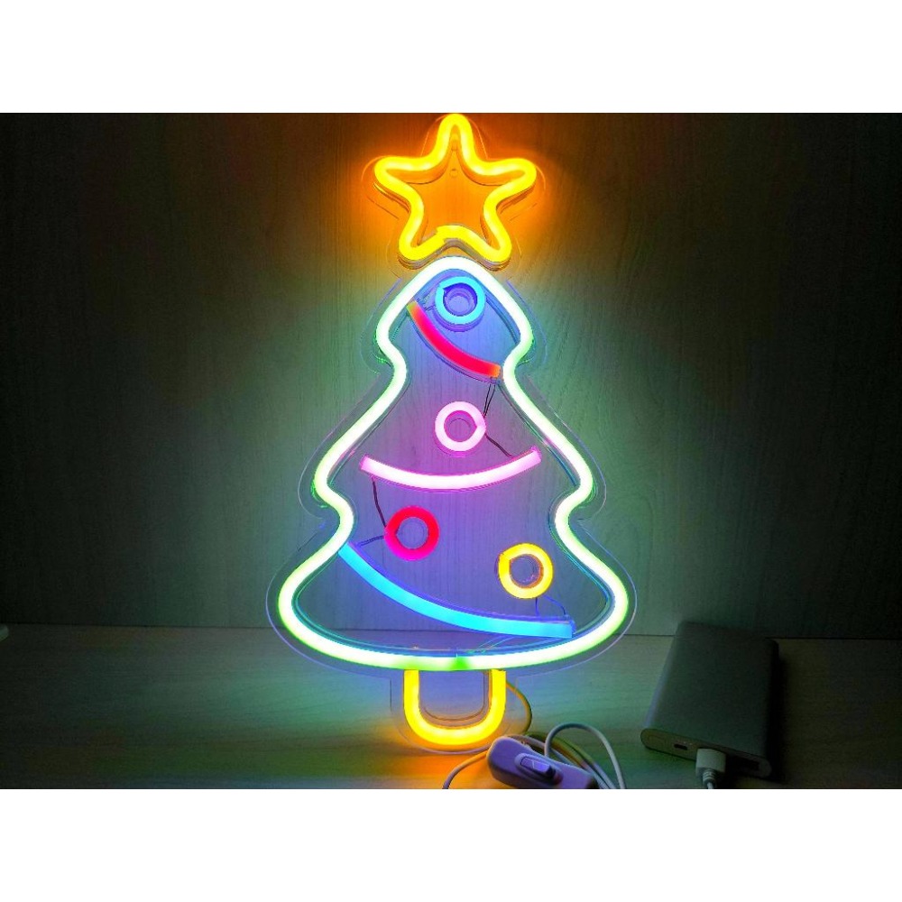 🎄七彩聖誕樹 聖誕樹掛燈🎄房間佈置 招牌霓虹燈 牆壁裝飾 桌遊房 遊戲間 電競房 店面佈置 招牌客製 霓虹燈條 壁燈-細節圖4