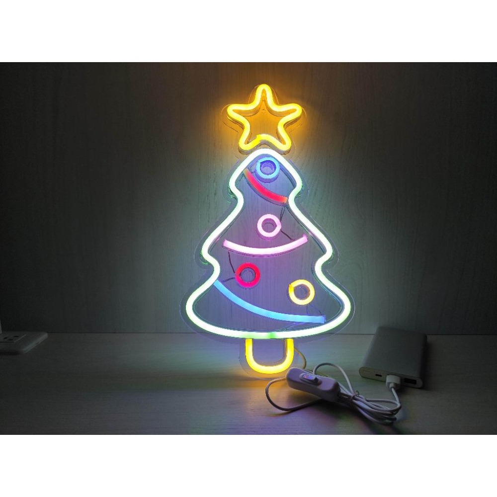 🎄七彩聖誕樹 聖誕樹掛燈🎄房間佈置 招牌霓虹燈 牆壁裝飾 桌遊房 遊戲間 電競房 店面佈置 招牌客製 霓虹燈條 壁燈-細節圖7