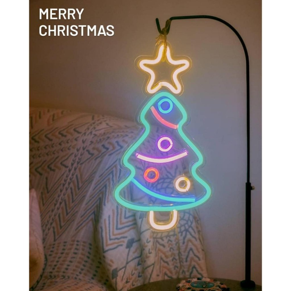 🎄七彩聖誕樹 聖誕樹掛燈🎄房間佈置 招牌霓虹燈 牆壁裝飾 桌遊房 遊戲間 電競房 店面佈置 招牌客製 霓虹燈條 壁燈-細節圖9
