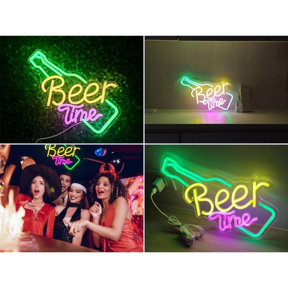 🍺BeerTime 啤酒歡樂時光🍺大型招牌霓虹燈 牆壁裝飾 桌遊房 遊戲間 電競房 店面佈置 招牌燈條 霓虹燈條 壁燈-細節圖2