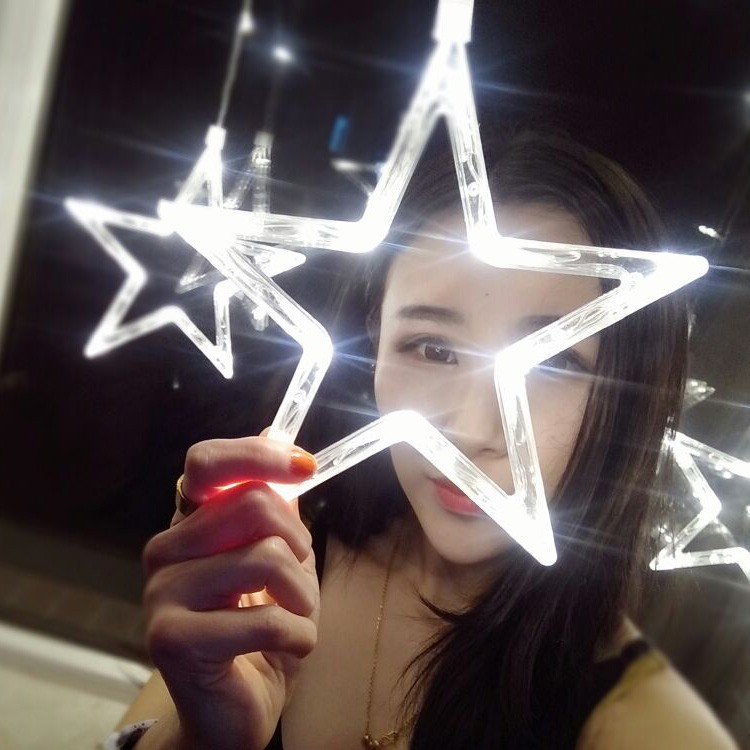 🌟五角星LED窗簾吊燈🌟 插電款 8種閃爍模式 LED燈串 星星燈 圓球燈 戶外燈串 窗燈 陽台燈 星星燈串 聖誕燈串-細節圖2