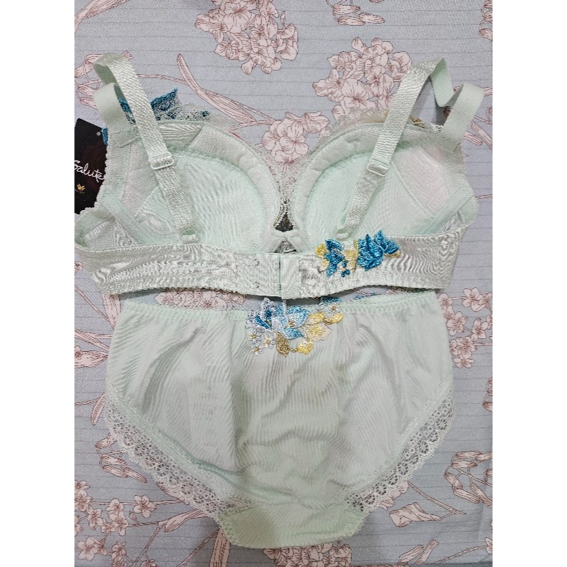 莎露 Salute 粉嫩綠蕾絲內衣褲組-細節圖2