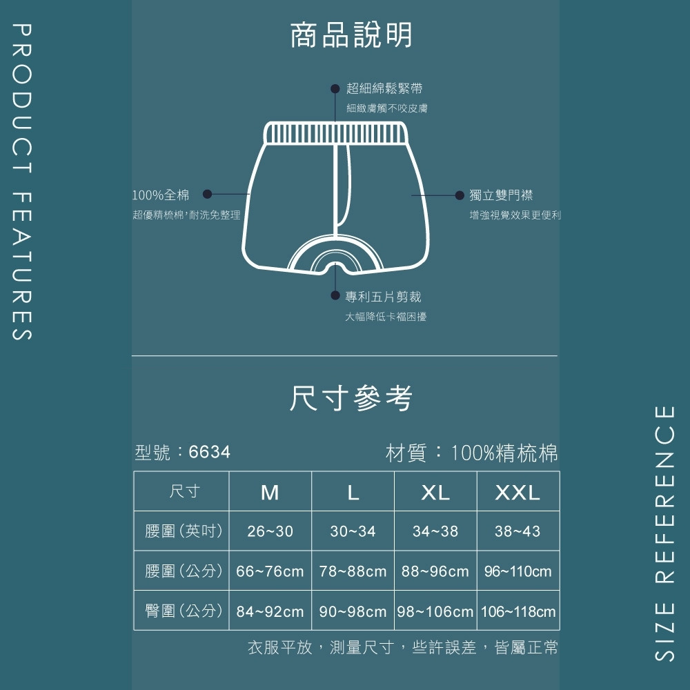 三花Sun Flower 5片式針織男平口褲.(3件)-折+免-細節圖2
