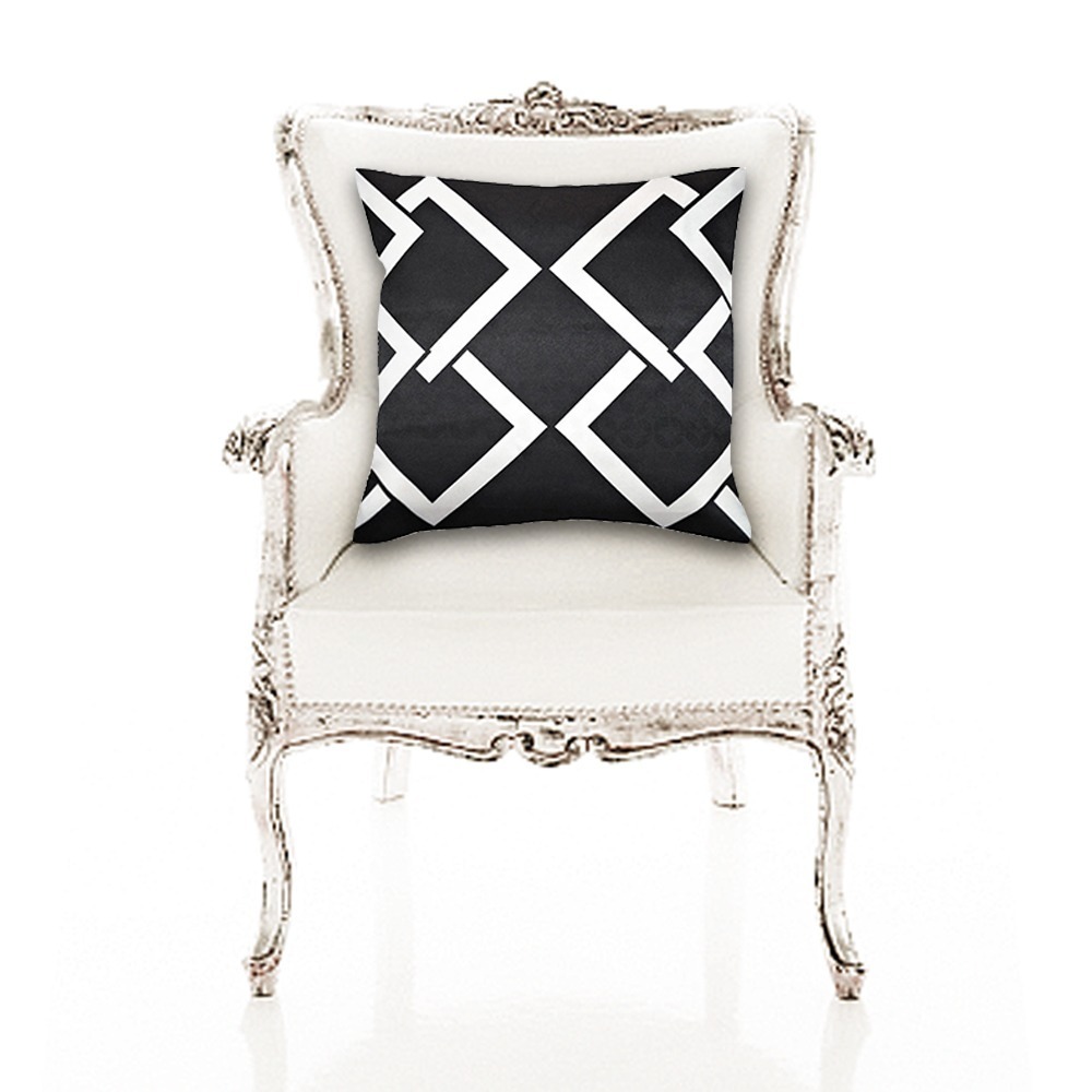 WiSofa 貴婦方塊抱枕/靠墊 (黑)-細節圖2