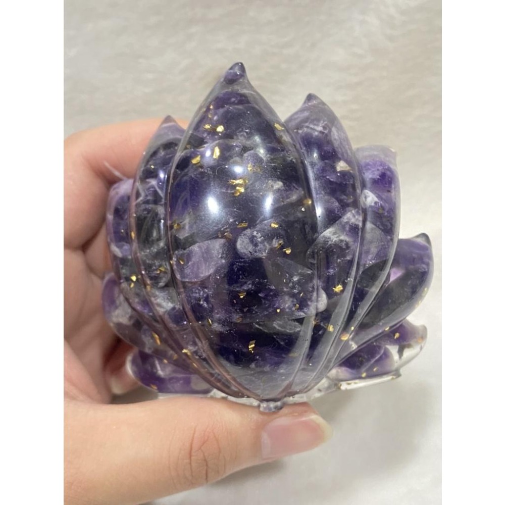 【智慧招貴人】大器手作紫水晶九尾狐奧根能量塔：純手工灌注璀璨金箔，強效穩情緒、招貴人，鎮守靈氣磁場。-細節圖5