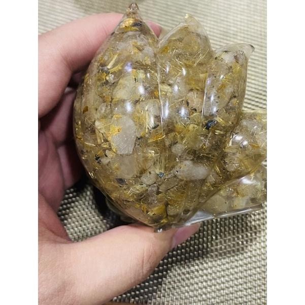 【能量巨作】奢華鈦晶九尾狐仙奧根擺件：水晶之王能量增幅、高純度金箔加持、招財避邪、魅力人緣守護、厚實質感擺件 淨化磁場-細節圖3