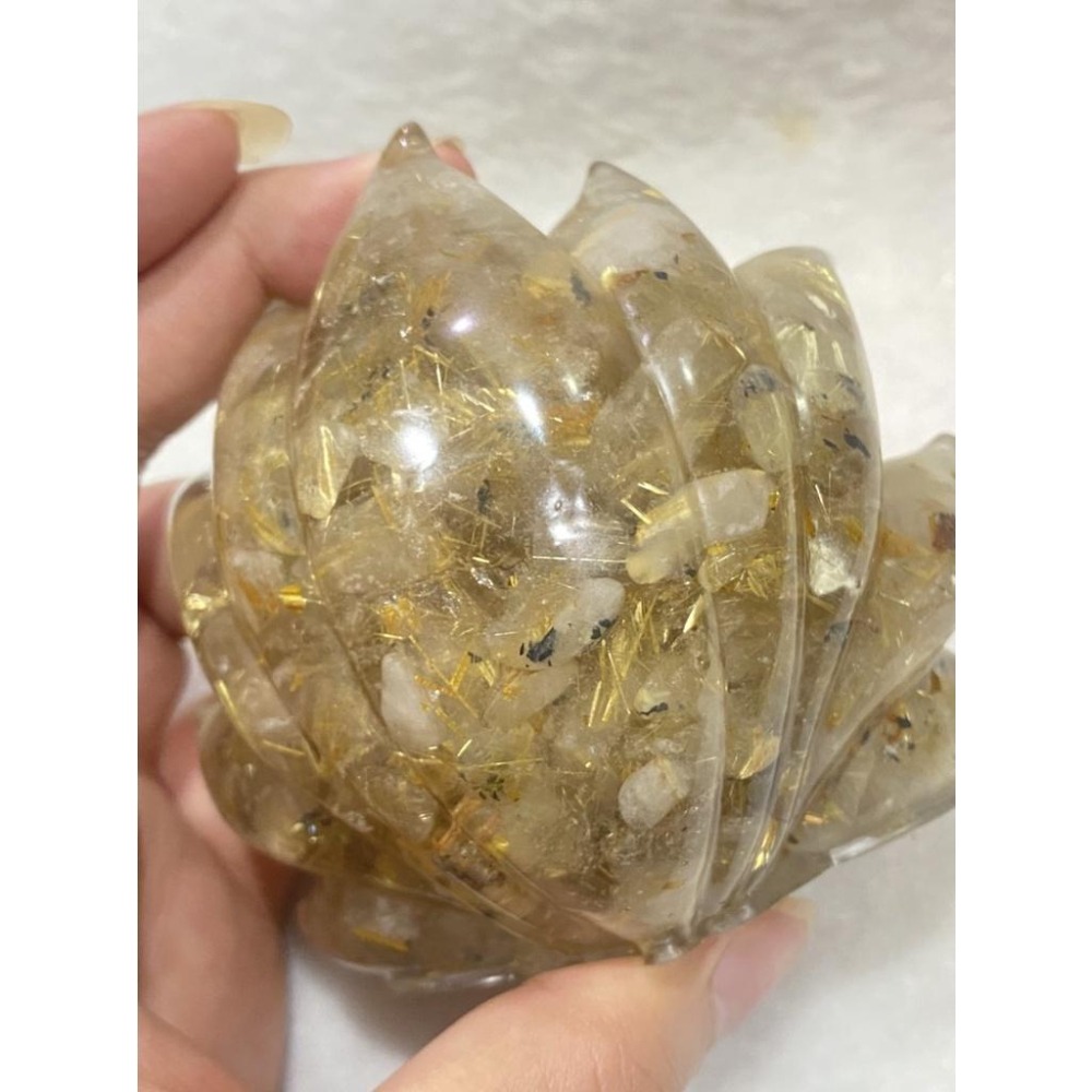 【能量巨作】奢華鈦晶九尾狐仙奧根擺件：水晶之王能量增幅、高純度金箔加持、招財避邪、魅力人緣守護、厚實質感擺件 淨化磁場-細節圖7