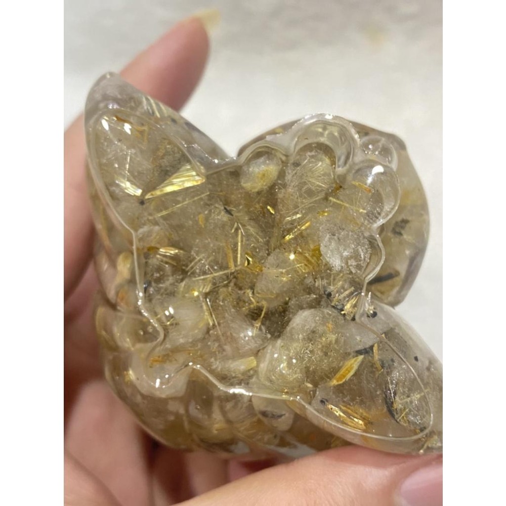 【能量巨作】奢華鈦晶九尾狐仙奧根擺件：水晶之王能量增幅、高純度金箔加持、招財避邪、魅力人緣守護、厚實質感擺件 淨化磁場-細節圖9