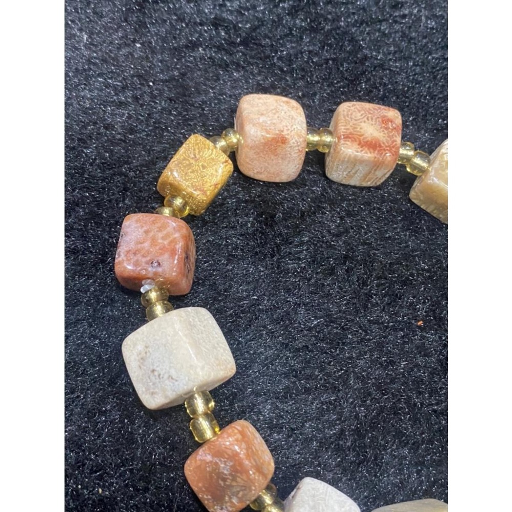 【孤品 ‧ 獨一無二】正宗台灣珊瑚玉方磚手鍊｜1.1cm 立體切割｜高等級玉化 絕美天然花紋｜億年化石 唯一收藏-細節圖8