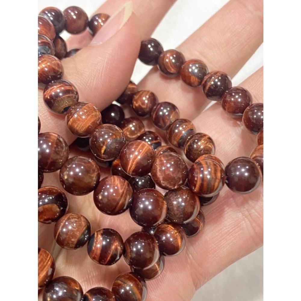 【閃耀絲絨】天然紅虎眼石手珠｜8.5mm 貓眼效應強｜紅色虎睛石 增強自信 招財開運 獨一無二-細節圖2