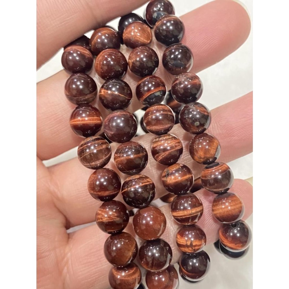 【閃耀絲絨】天然紅虎眼石手珠｜8.5mm 貓眼效應強｜紅色虎睛石 增強自信 招財開運 獨一無二-細節圖3