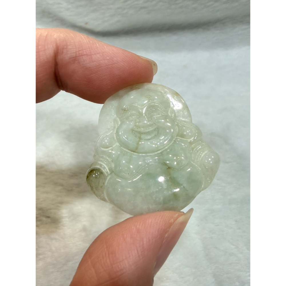 【惜售/天然A貨】緬甸翡翠彌勒佛吊墜｜圓潤大肚・帶黃翡｜法相莊嚴 (3.5x3.4cm)-細節圖4