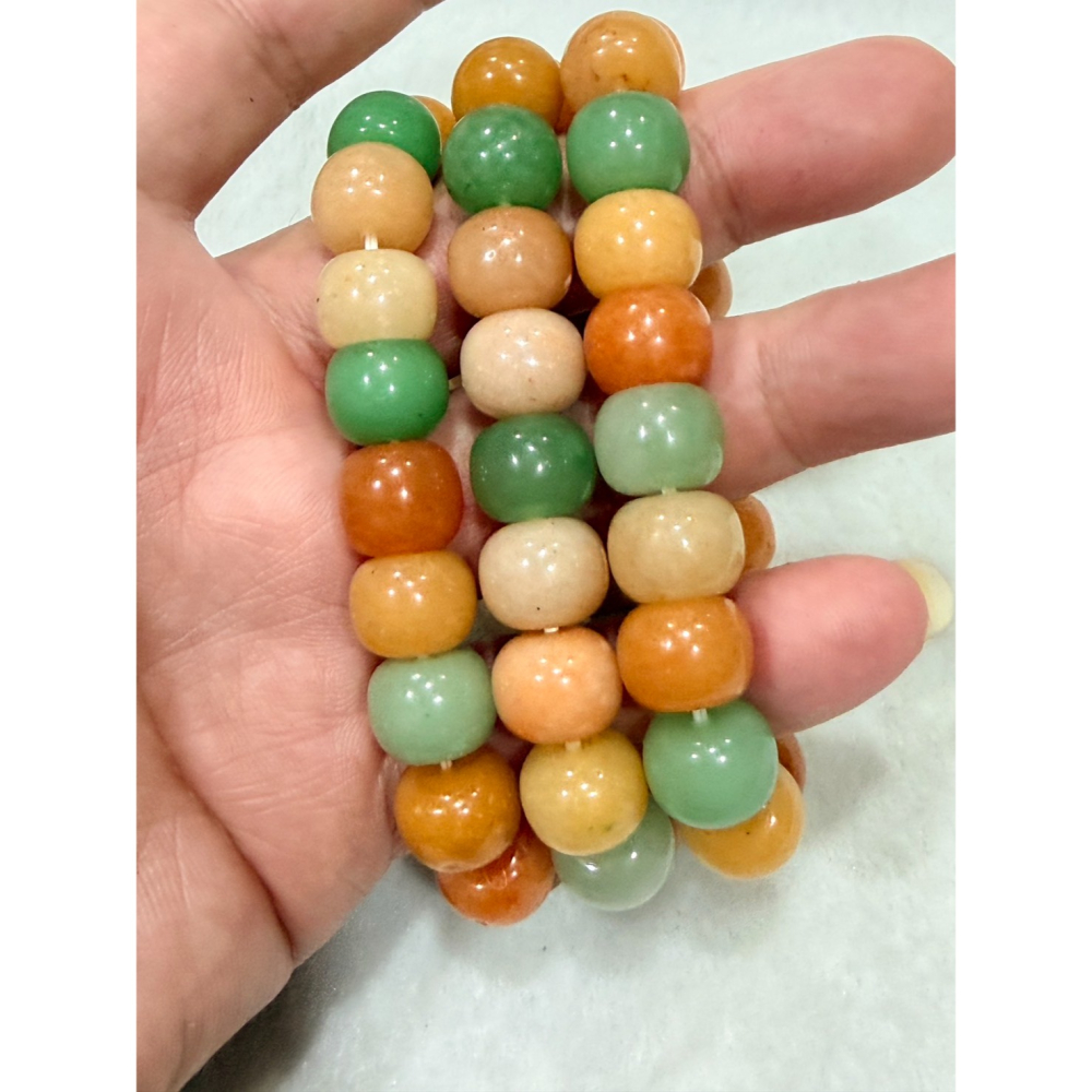 💎 【多寶三彩 ‧ 路路亨通】天然金絲玉桶珠手鍊｜12mm 糖果色系｜19cm 舒適大圍-細節圖5