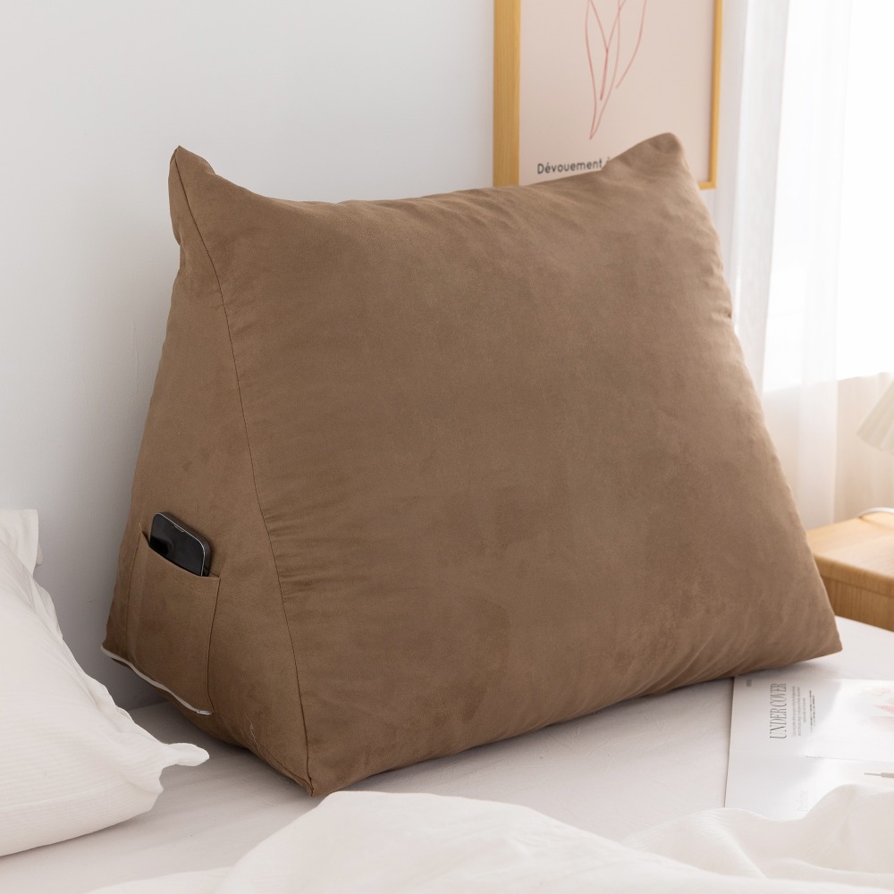 【金大器】素面三角靠墊枕 大型64x32x50cm 懶人墊 靠枕 靠墊 床頭靠枕 抬腿枕 抱枕 腰靠枕-規格圖1