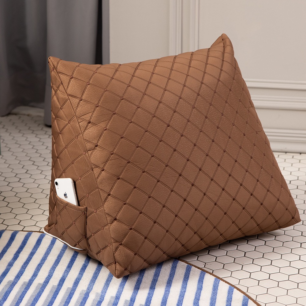 【金大器】緹花菱格面三角靠墊枕 大型64x32x50cm 懶人墊 靠枕 靠墊 床頭靠枕 抬腿枕 抱枕 腰靠枕-規格圖1