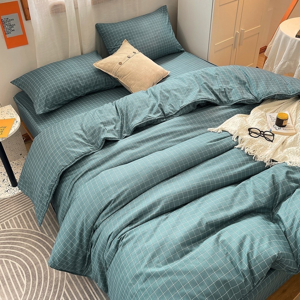 【金大器】天絲絨 床包四件組 床寢 床單 兩用被 套件組 薄床包 素色床包 高CP值床包-規格圖1