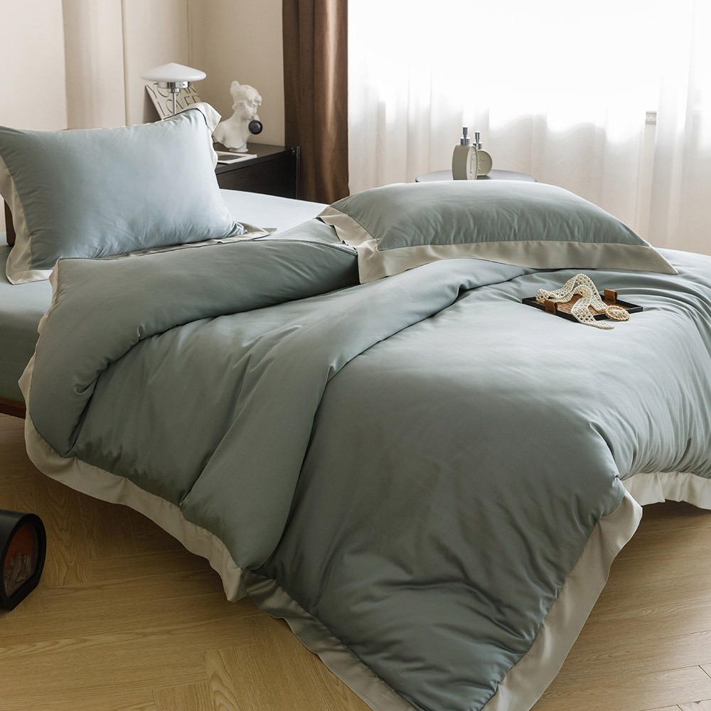 【金大器】頂級法式拼接100sTENCEL 天絲床包四件組 床寢 兩用被 專櫃床包 枕套 萊賽爾纖維 100支天絲-規格圖1