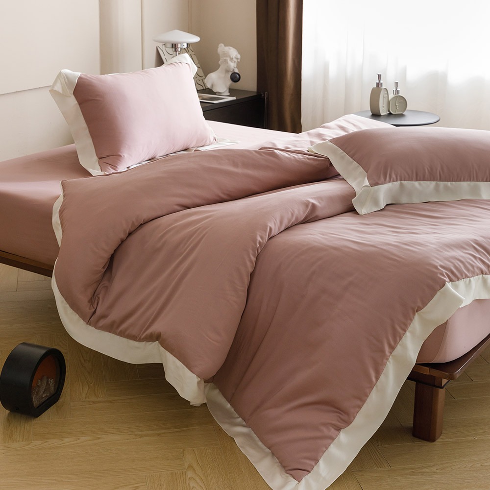 【金大器】頂級法式拼接100sTENCEL 天絲床包四件組 床寢 兩用被 專櫃床包 枕套 萊賽爾纖維 100支天絲-規格圖1