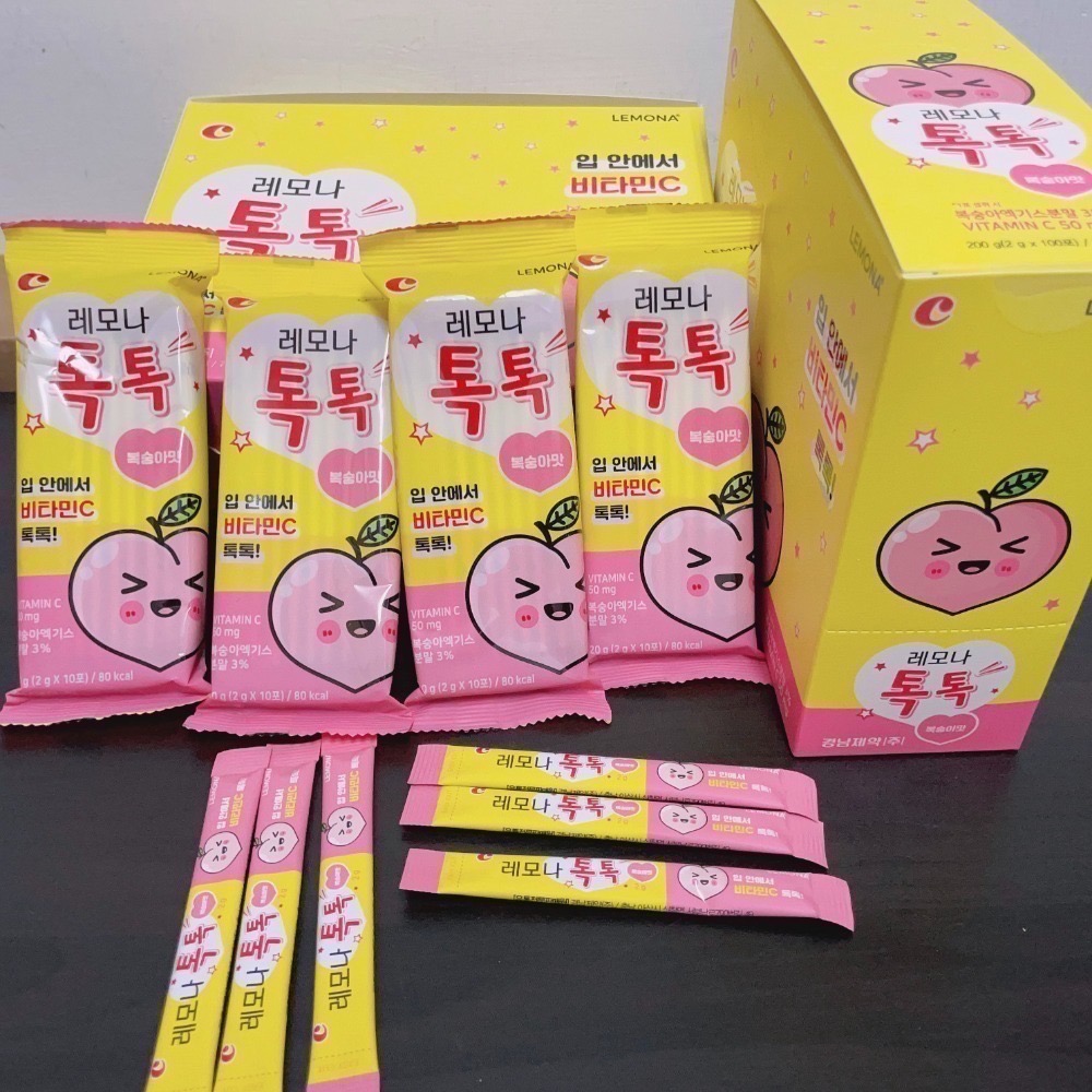 韓國全新小桃子包裝 LEMONA  維他命C跳跳糖2g*100入-細節圖3