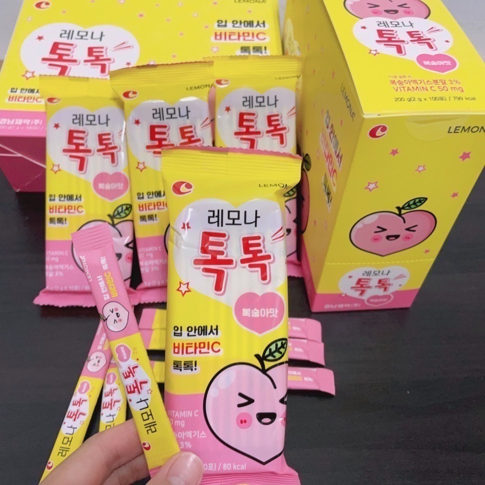 韓國全新小桃子包裝 LEMONA  維他命C跳跳糖2g*100入-細節圖4