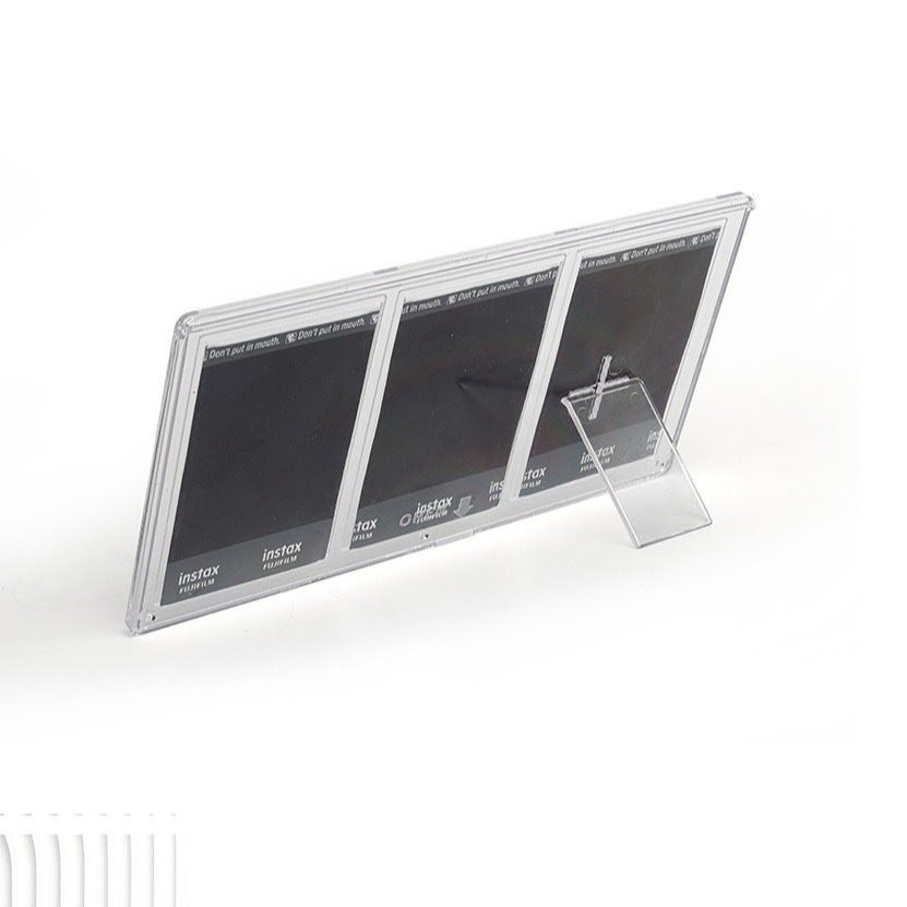 mini 3吋 透明壓克力相框 3宮格相框 壓克力相框 相框擺台 可以放3張mini底片 有附支架可站立-細節圖4