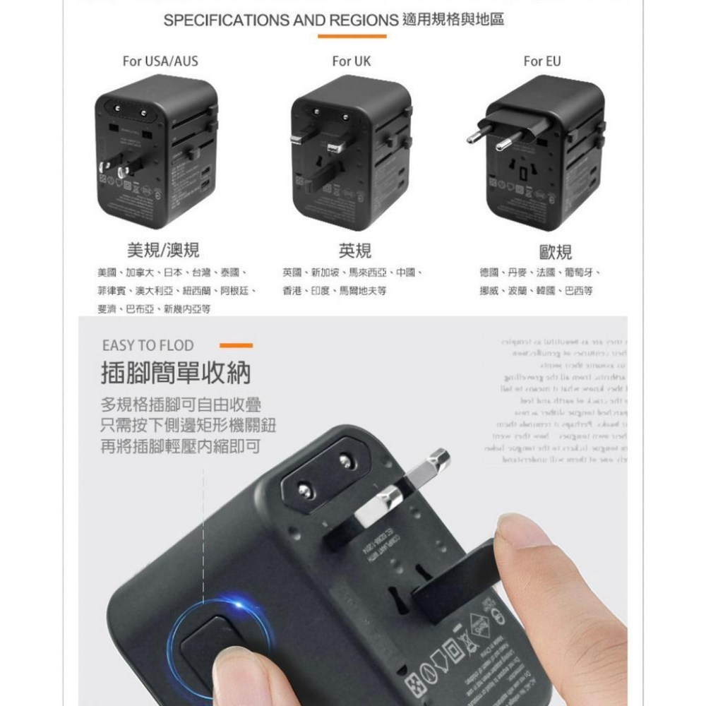 CITY BOSS 萬用轉接頭急速充電器 33W PD快充+Type-C輸出快充+USB-A QC3.0-細節圖5