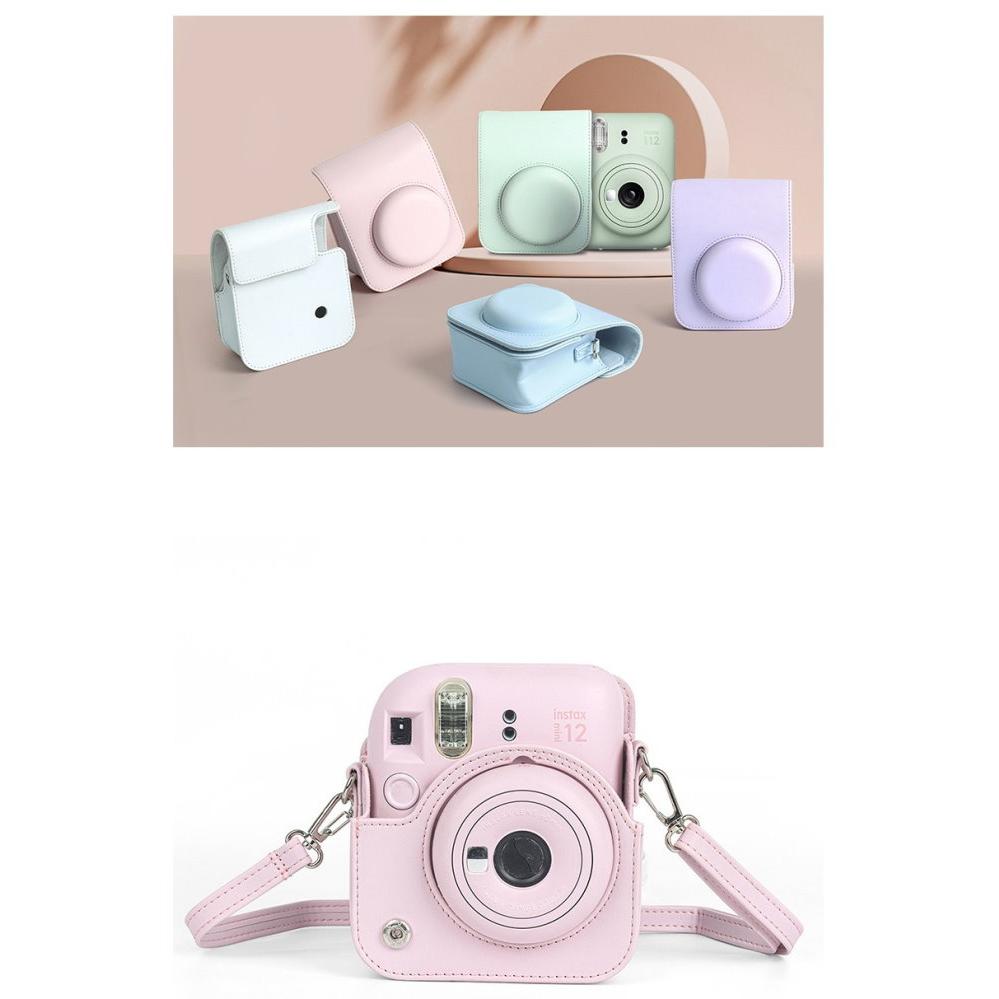 instax mini 12 副廠皮套 馬上拍 馬上看 馬卡龍顏色 保護套 皮套 收納包 含背帶 防摔 防刮-細節圖4