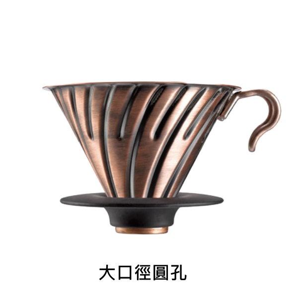 HARIO V60紅銅金屬濾杯 VDM-02CP 濾杯 圓錐型設計 大口徑圓孔 1-4杯-細節圖3