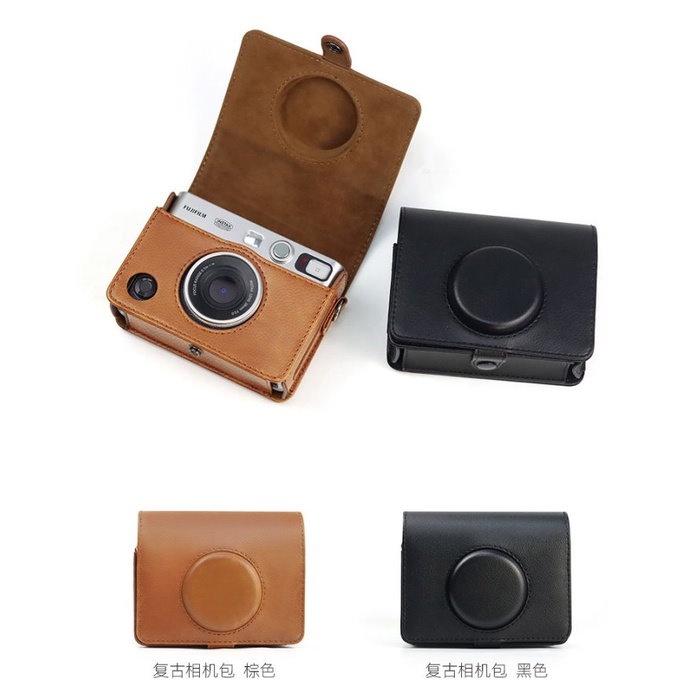 instax mini EVO 專用 復古皮套 仿古皮套 透明殼 水晶殼 保護殼 拍立得皮套 橫式皮套 皮套 黑色 棕色-細節圖4